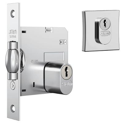 Fechadura 1005 Com Trinco Rolete E Roseta Quadrada Cromado - 10892 - Stam