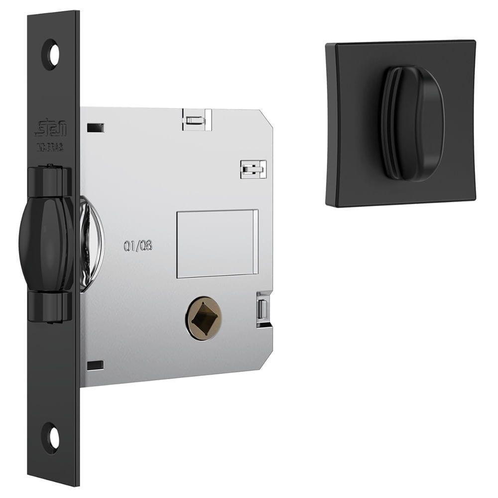 Fechadura Nice 1025 Com Trinco Rolete E Roseta Quadrada Black Para Banheiro - 40881 - Stam - 3
