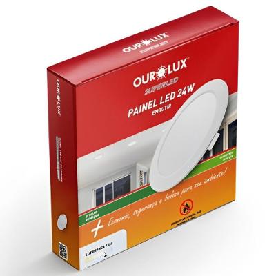 Painel Led Super Eco Embutir Redondo 24w Biv 6500k - 02905 - Ourolux Painel Abs Led Embutir 24w Biv 6500k Red.ourolux