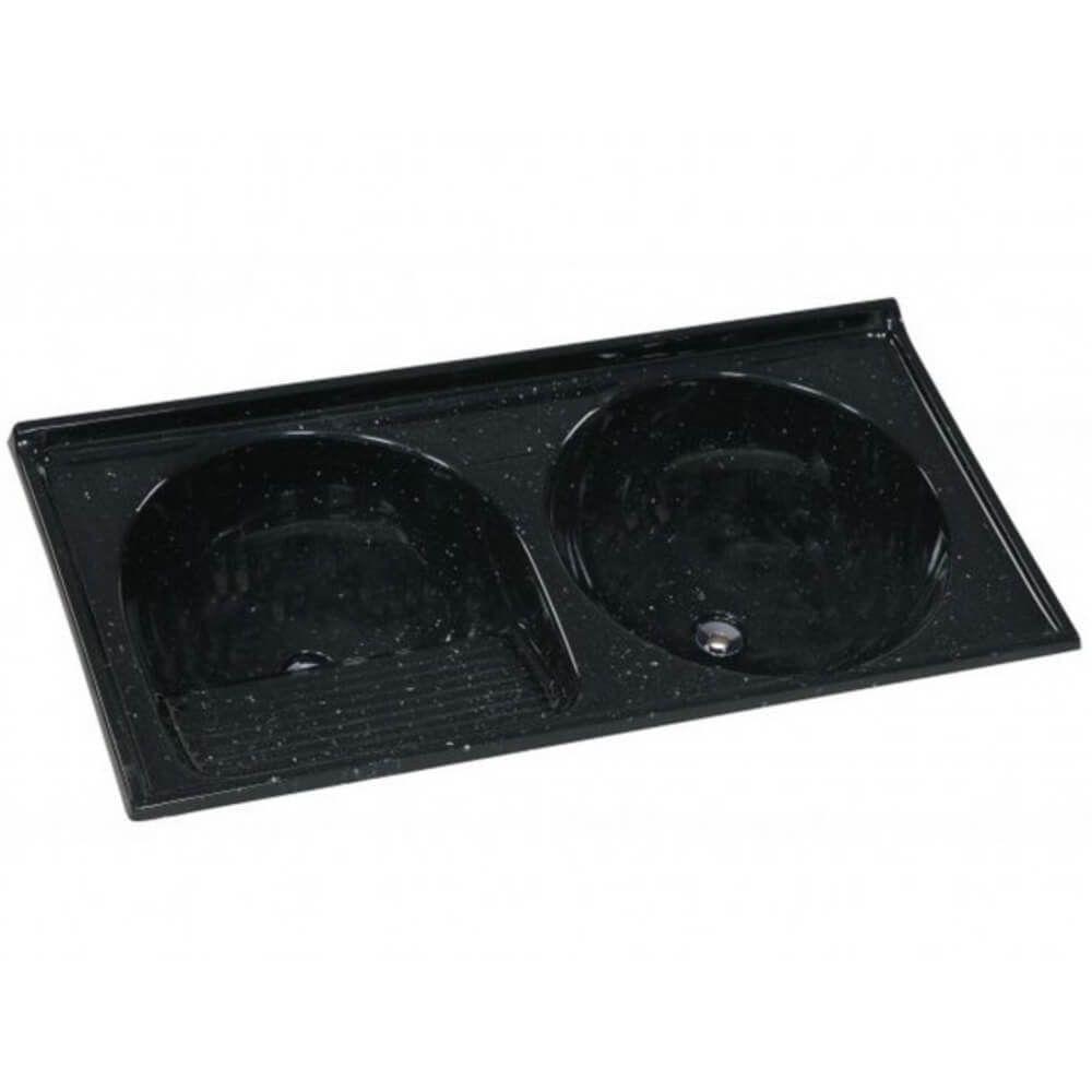 Tanque De Granito Sintético Duplo N°2 Com 110x55cm Preto - 500208 - A.j.rorato - 1