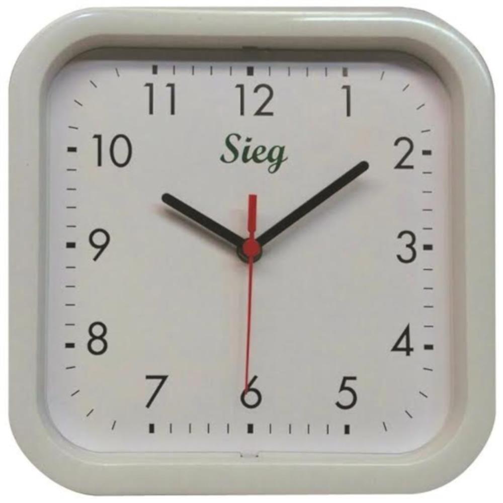Relógio Quadrado Branco 25cm - 2302-00 - Sieg Relogio Quadrado 25cm Branco Fundo Liso - 1