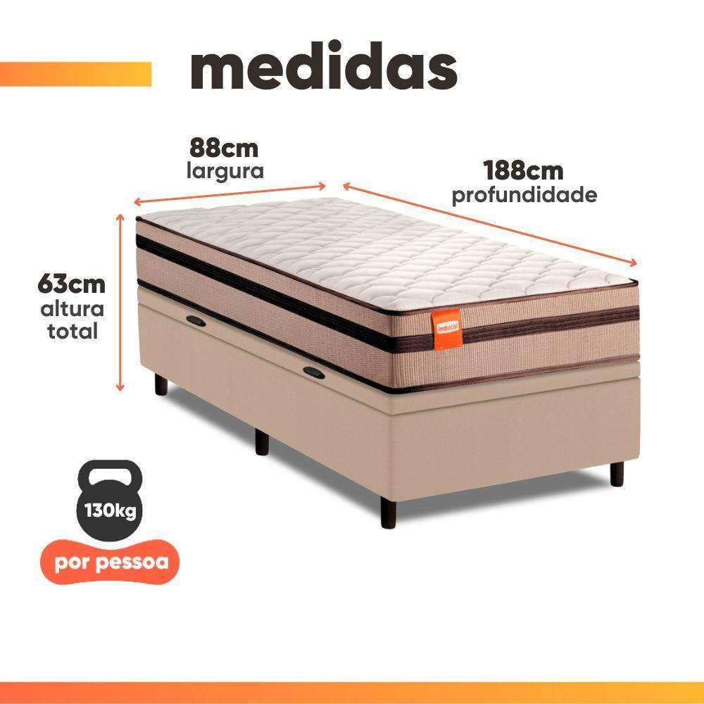 Cama Box Baú Solteiro Molas Ensacadas Bali 88x188x63cm Bege - 3