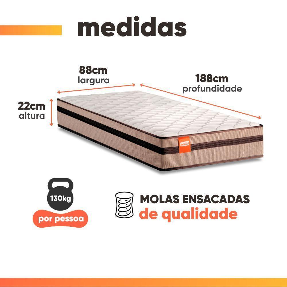 Cama Box Baú Solteiro Molas Ensacadas Bali 88x188x63cm Bege - 4