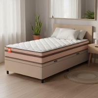 Cama Box Baú Solteiro Molas Ensacadas Bali 88x188x63cm Bege - 2