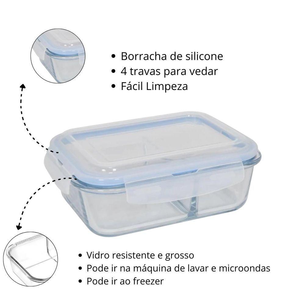 Vasilha De Vidro Hermética Com Tampa 1520ml Mantimentos Para Microondas Geladeira Comida Pote - 3