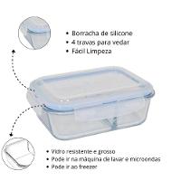 Vasilha De Vidro Hermética Com Tampa 1520ml Mantimentos Para Microondas Geladeira Comida Pote - 3