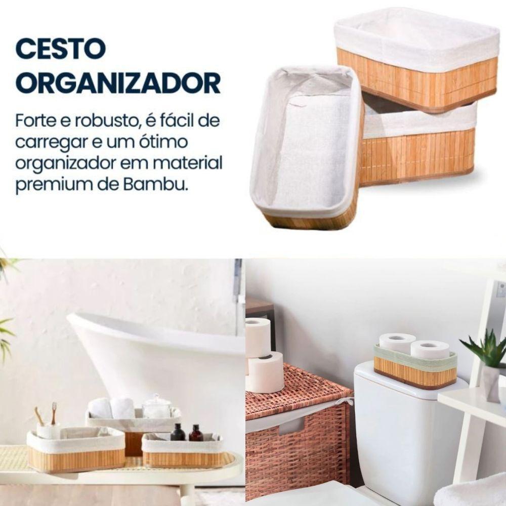 Conjunto 3 Cesto Organizador Multiuso Em Bambu - 10