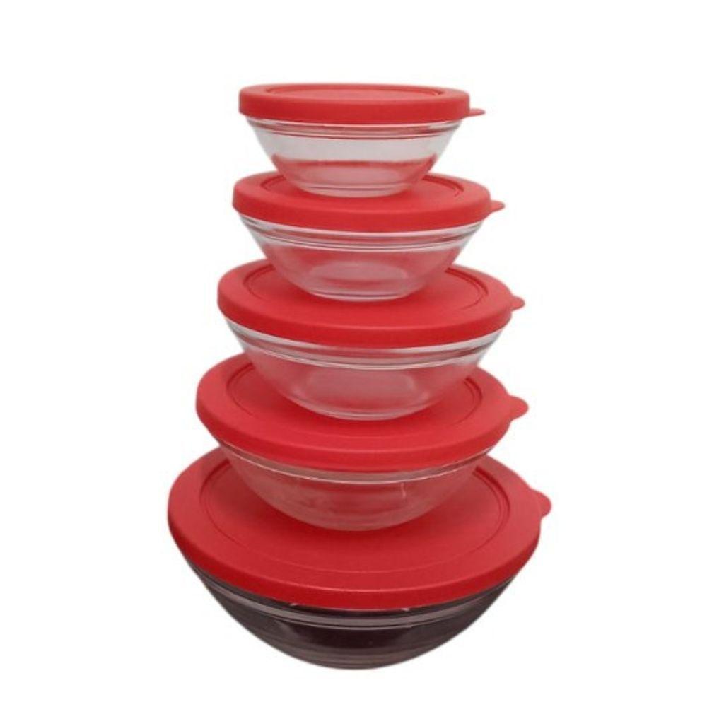 Conjunto 5 Potes Redondo Hermético De Vidro Com Tampa - 1