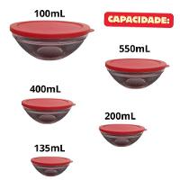 Conjunto 5 Potes Redondo Hermético De Vidro Com Tampa - 2