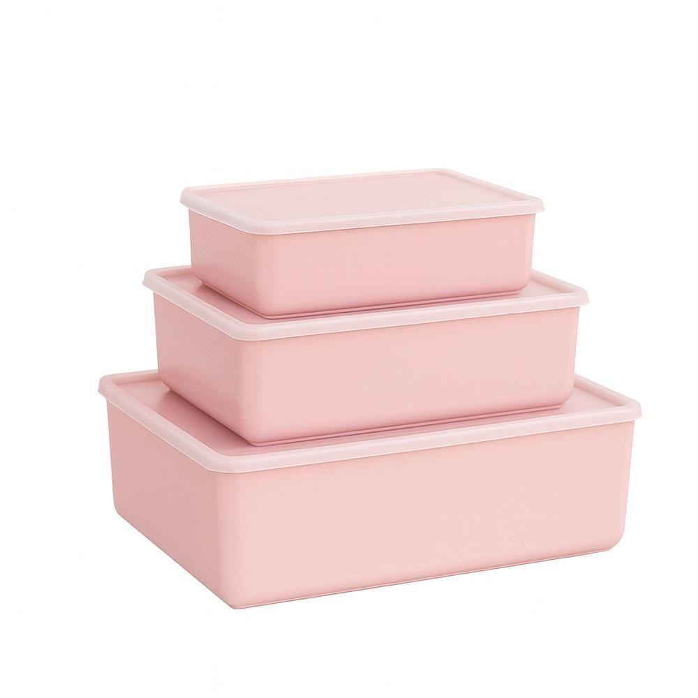 Kit 3 Potes Conjunto Multiuso Cozinha Freezer Micro-ondas Porta Alimentos Frutas Academia Trabalho Escola Rosa - 3