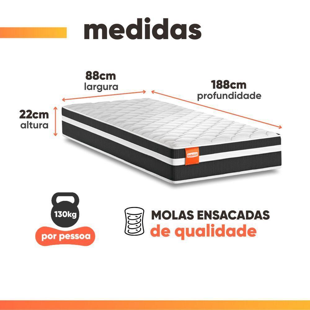 Cama Box Baú Solteiro Molas Ensacadas Bali 88x188x63cm Preto - 4