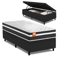 Cama Box Baú Solteiro Molas Ensacadas Bali 88x188x63cm Preto - 1