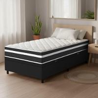 Cama Box Baú Solteiro Molas Ensacadas Bali 88x188x63cm Preto - 2