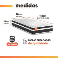 Cama Box Baú Solteiro Molas Ensacadas Bali 88x188x63cm Preto