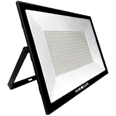 Projetor Superled Slim Preto Bivolt De 150 Watts E 6500k - 03268 - Ourolux