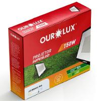 Projetor Superled Slim Preto Bivolt De 150 Watts E 6500k - 03268 - Ourolux - 2
