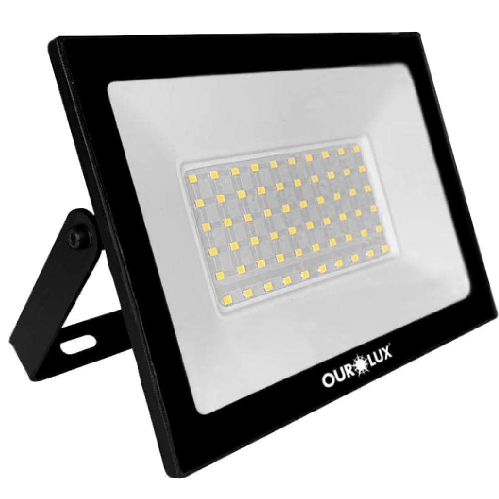 Projetor Superled Slim Preto Bivolt De 50 Watts E 6500k - 03265 - Ourolux - 1