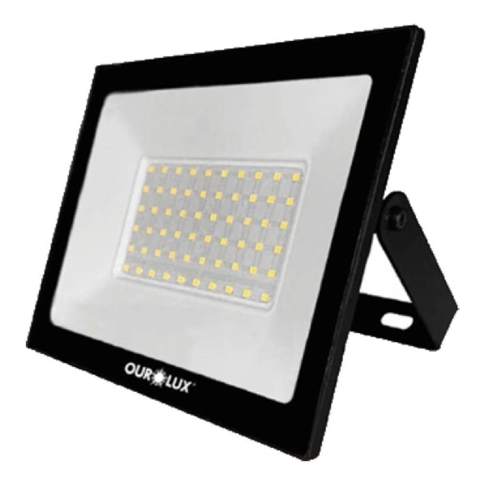 Projetor Superled Slim Preto Bivolt De 50 Watts E 6500k - 03265 - Ourolux - 2