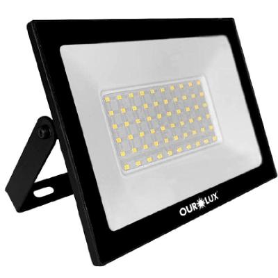 Projetor Superled Slim Preto Bivolt De 50 Watts E 6500k - 03265 - Ourolux