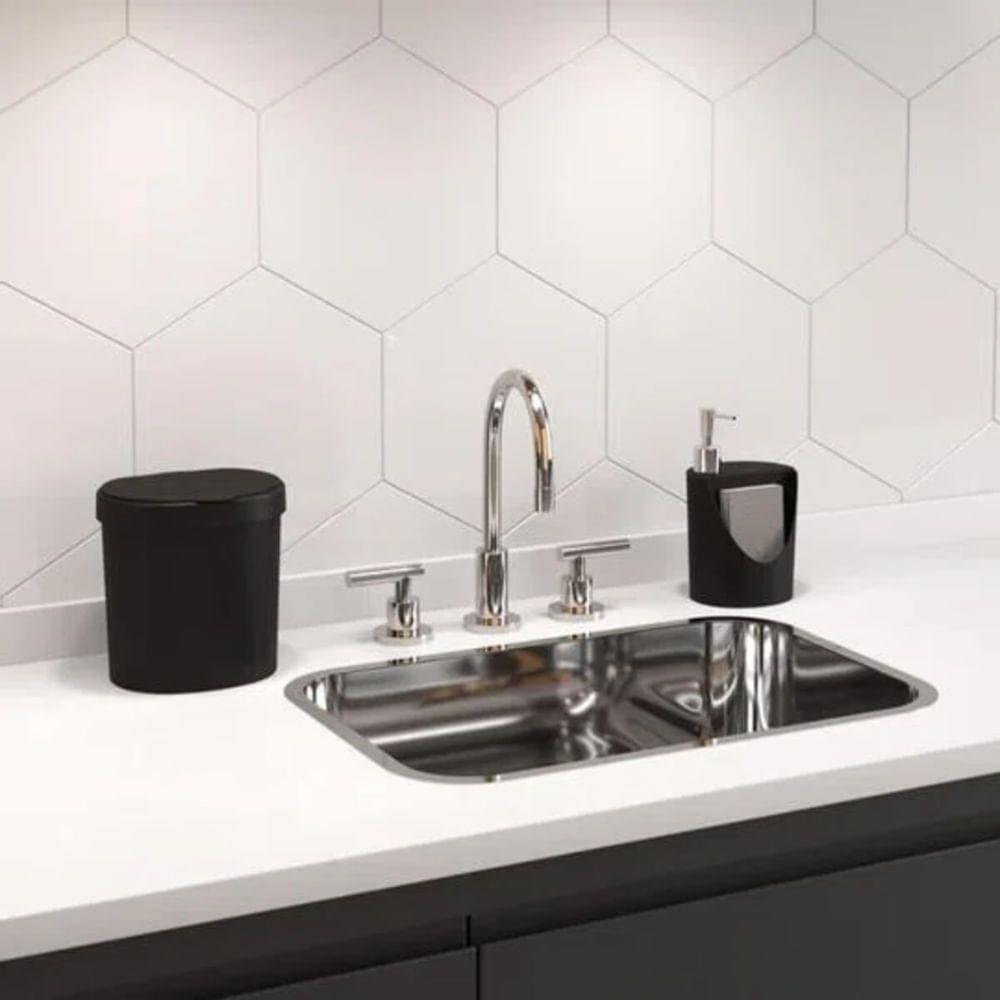 Lixeira Com Tampa Para Pia Preto 4 Litros - 10902-0008 - Coza - 2