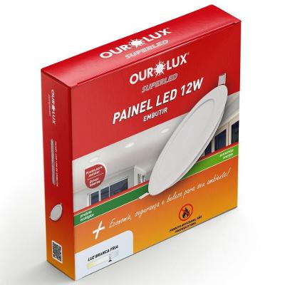 Painel Led Super Eco Embutir 12w Biv 6500k Redondo - 02901 - Ourolux Painel Abs Led Embutir 12w Biv 6500k Red. Ourolux