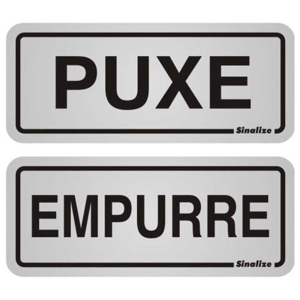 Placa De Alumínio Auto-adesiva 12x12cm Puxe - Empurre - 900 Af - Sinalize Placa 5 X 12 (puxe - Empurre) Sinalize 900af - 1