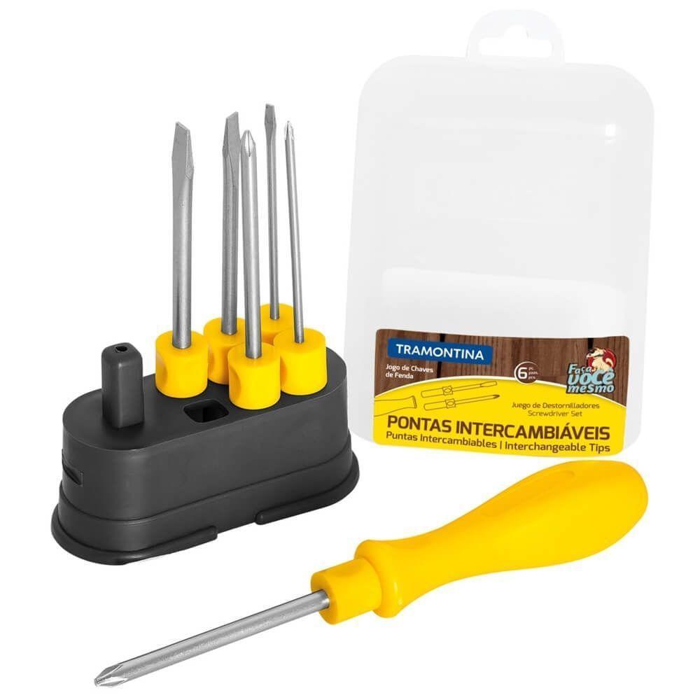 Jogo De Chaves De Fenda E Philips Com Pontas Intercambiáveis 6 Peças - 41110506 - Tramontina - 1