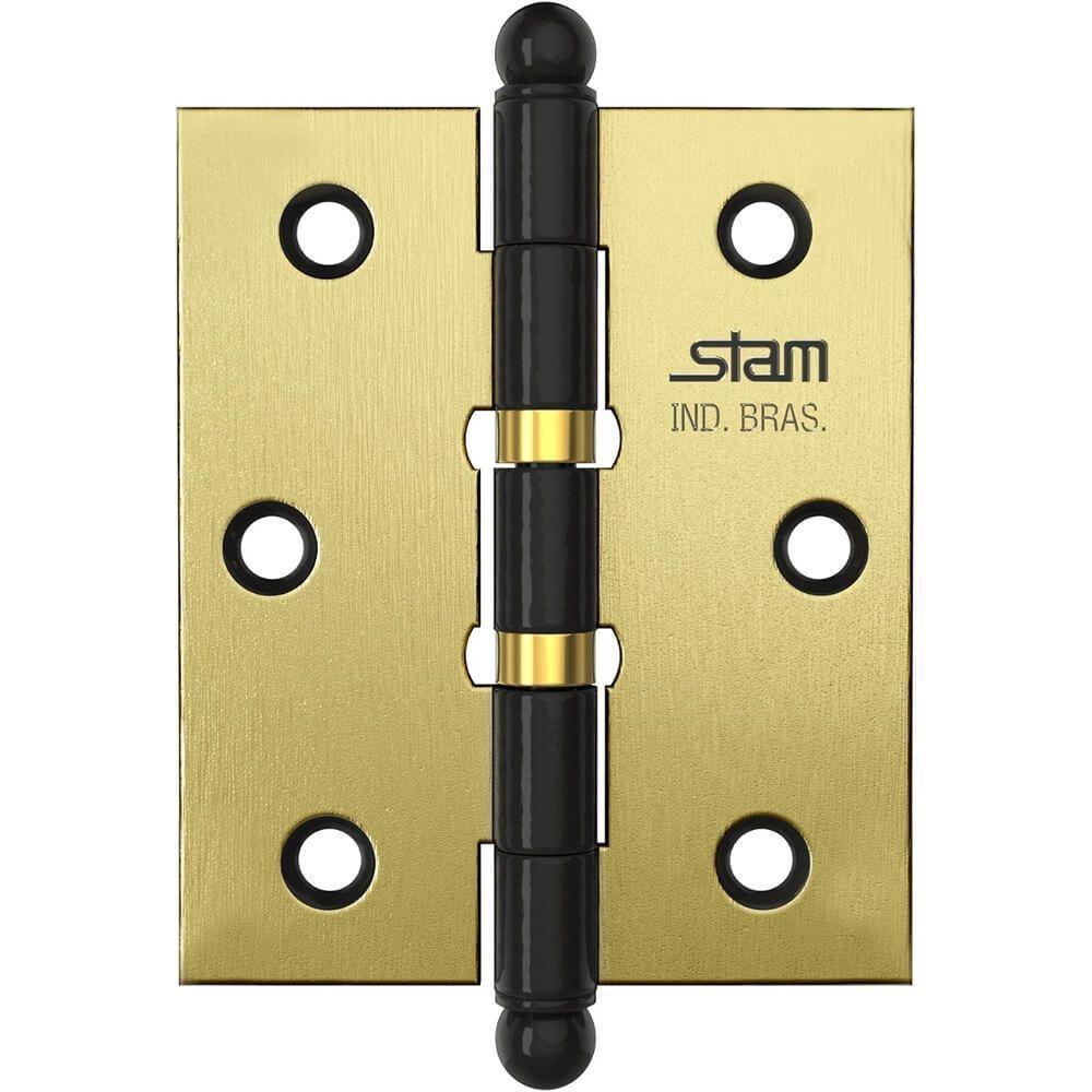 Dobradiça Pino E Bola 3" X 2.1-2" X 1,7mm Oxidado Com 2 Anéis E Canto Reto - 42049 - Stam - 1