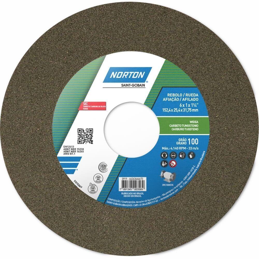 Rebolo Metal Duro Fe 39 C 100 Kvk 152,4x25,4x31,75mm - 66243464673 - Norton - 1