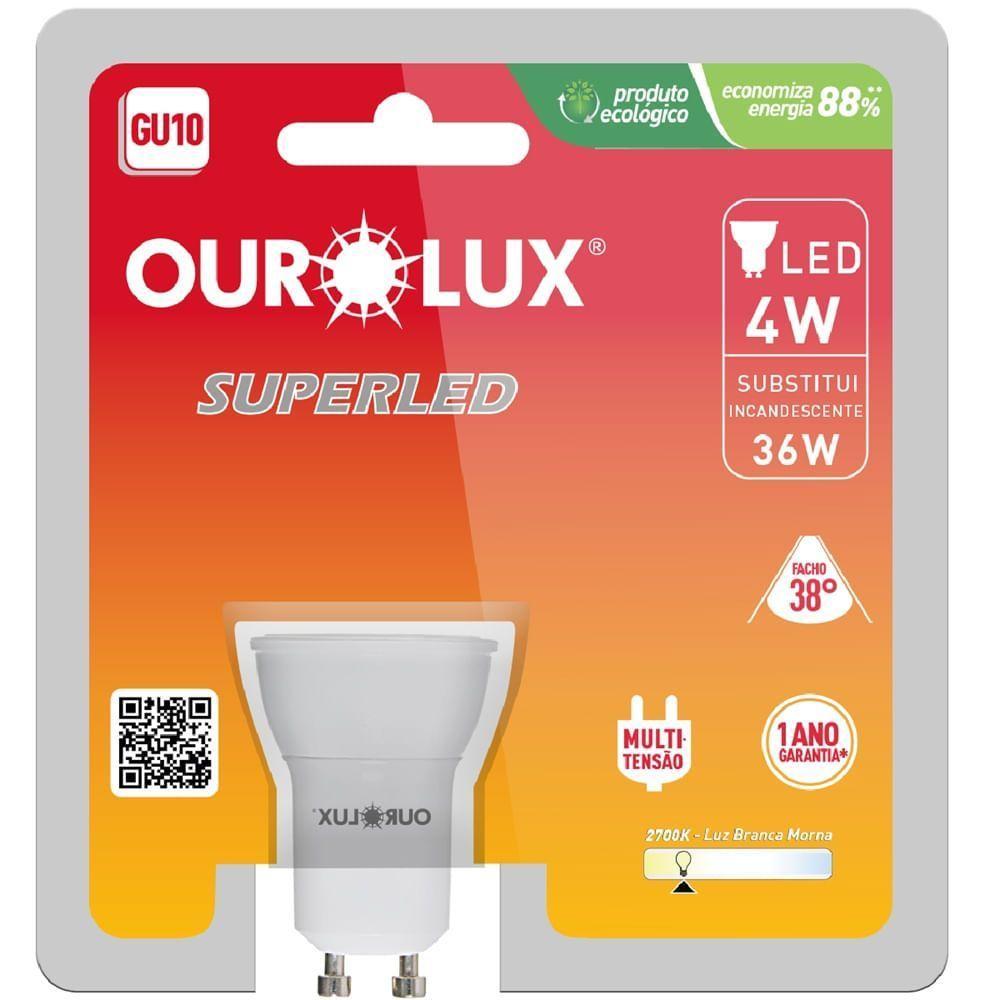 Lâmpada Superled Mr16 Gu10 De 4 Watts E 2700k - 20077 - Ourolux Lâmpada Superled Gu10 4w Bivolts 2700k - 20077 - Ourolux - 3