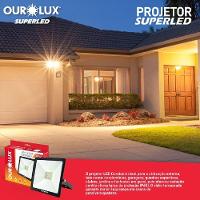 Projetor Led Slim 30w Preto 3000k - Ourolux Refletor Led Slim 3000k 30w Preto Bivolt - 3