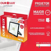 Projetor Led Slim 30w Preto 3000k - Ourolux Refletor Led Slim 3000k 30w Preto Bivolt - 4