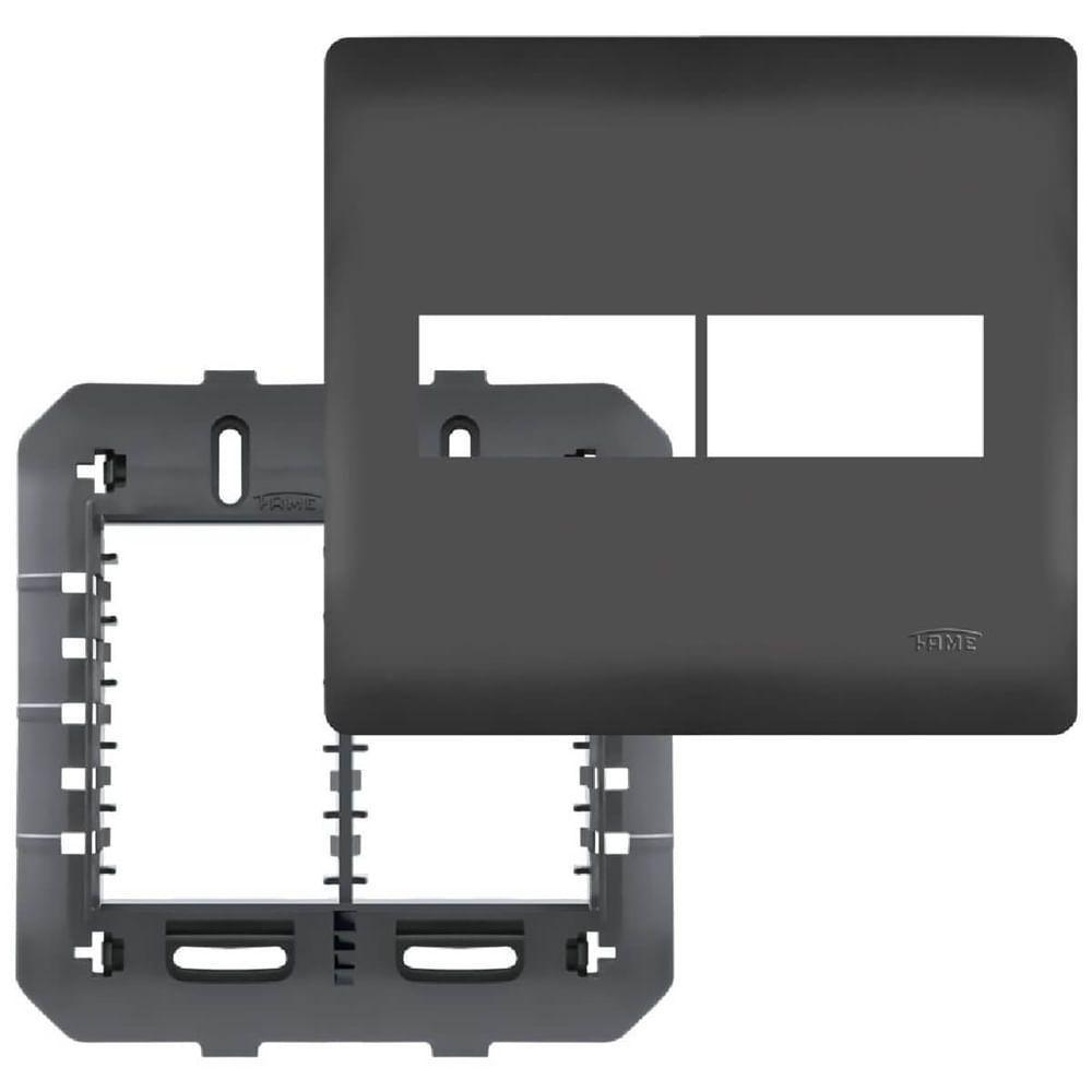 Placa 4x4 Com Suporte E 2 Módulos Habitat Black - 4078 - Fame - 1