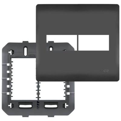Placa 4x4 Com Suporte E 2 Módulos Habitat Black - 4078 - Fame