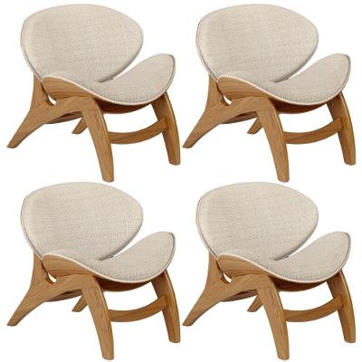 Kit 4 Poltronas Decorativa Orgânica Sala Living Kadosh L02 Linho Palha - Lyam Decor