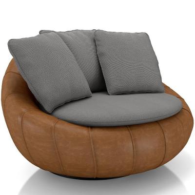 Poltrona Para Sala De Estar Decorativa Giratória Kira Couríssimo Whisky Linho Cinza - Lyam Decor