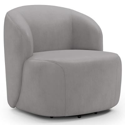 Poltrona Giratória Orgânica Heidy F04 Veludo Cinza Lyam Decor