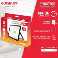 Projetor Led Slim 50w Preto 3000k - Ourolux Refletor Led Slim 3000k 50w Preto Bivolt - 4