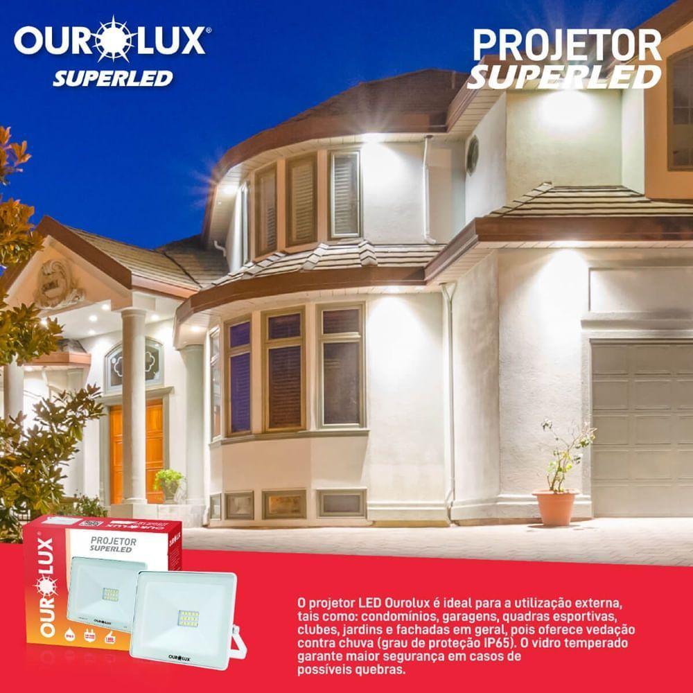 Projetor Slim Superled Branco 30 Watts Bivolt 6500k - 03262 - Ourolux - 3