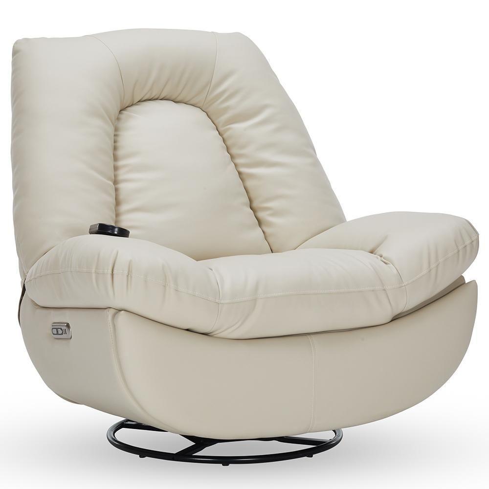 Poltrona Reclinável Elétrica Com Massagem E Aquecimento Salvana L07 Couríssimo Bege - Lyam Decor - 1