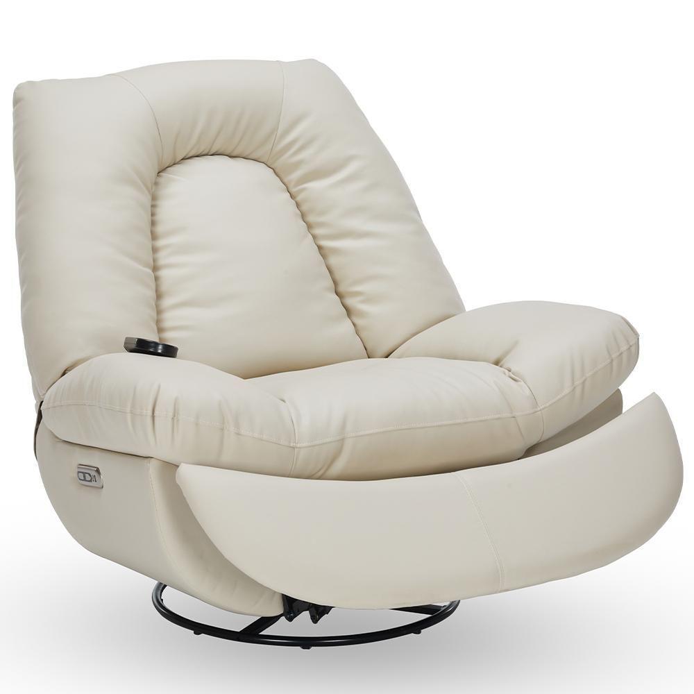 Poltrona Reclinável Elétrica Com Massagem E Aquecimento Salvana L07 Couríssimo Bege - Lyam Decor - 6