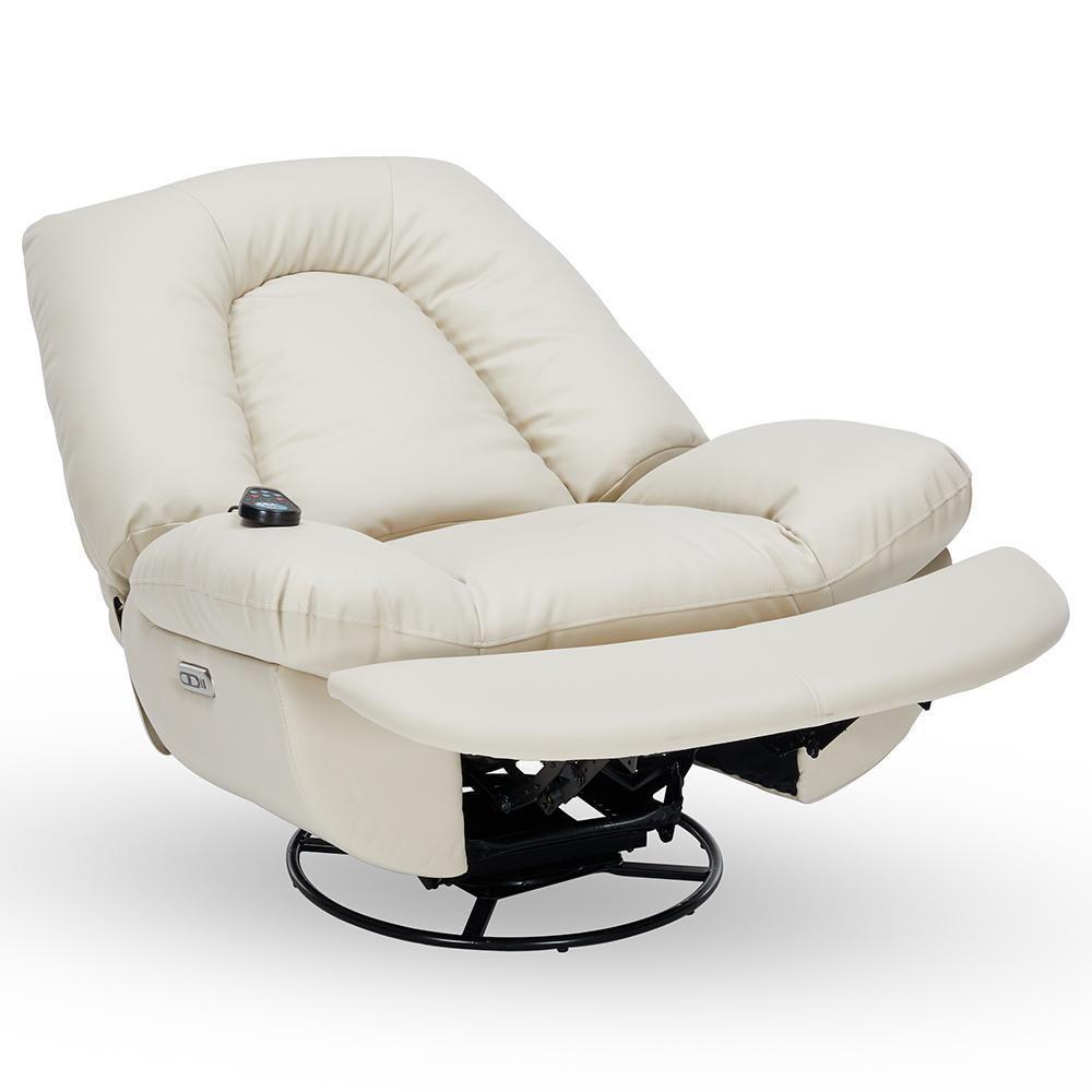 Poltrona Reclinável Elétrica Com Massagem E Aquecimento Salvana L07 Couríssimo Bege - Lyam Decor - 7