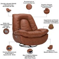 Poltrona Reclinável Elétrica Com Massagem E Aquecimento Salvana L07 Couríssimo Marrom - Lyam Decor