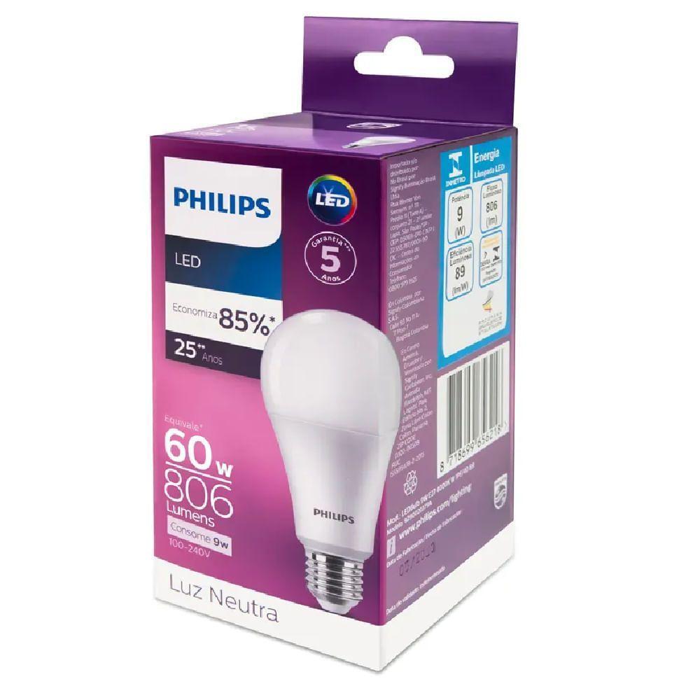 Lâmpada Led Bulbo A60 Bivolt 9 Watts 4000k 806lm - 929002037912 - Philips - 2