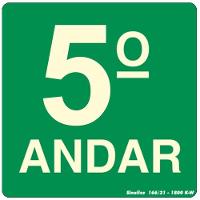 Placa Pvc Fotoluminescente 15x15 5º Andar - 350am - Sinalize Placa Pvc Fotol.15x15 (5 Andar) Sinalize 350am - 1