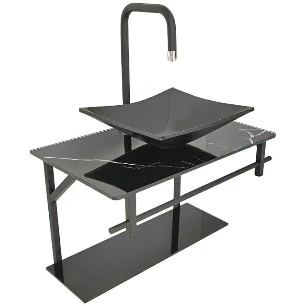 Lavatório Rubi Mármore 64x40cm Preto - 0169 - Dulluc - 1