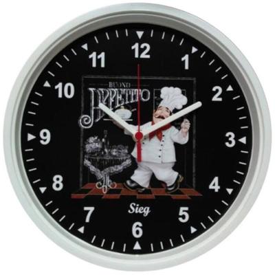 Relógio Redondo Branco 28cm Cozinheiro - 2805-00 - Sieg Relogio Redondo 28cm Branco Fundo Cozin.