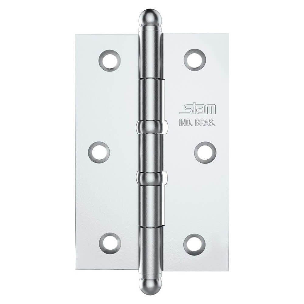 Dobradiça Pino E Bola 3.1-2" X 2.5-16" X 1,7mm Cromado Com 2 Anéis - 42020 - Stam - 1