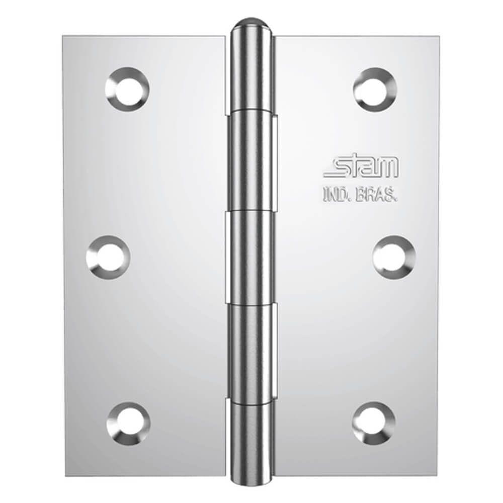 Dobradiça 3.1-2" X 3" X 1,9mm Galvanizado Com Pino Rever?ivel E Canto Reto - 42082 - Stam - 1