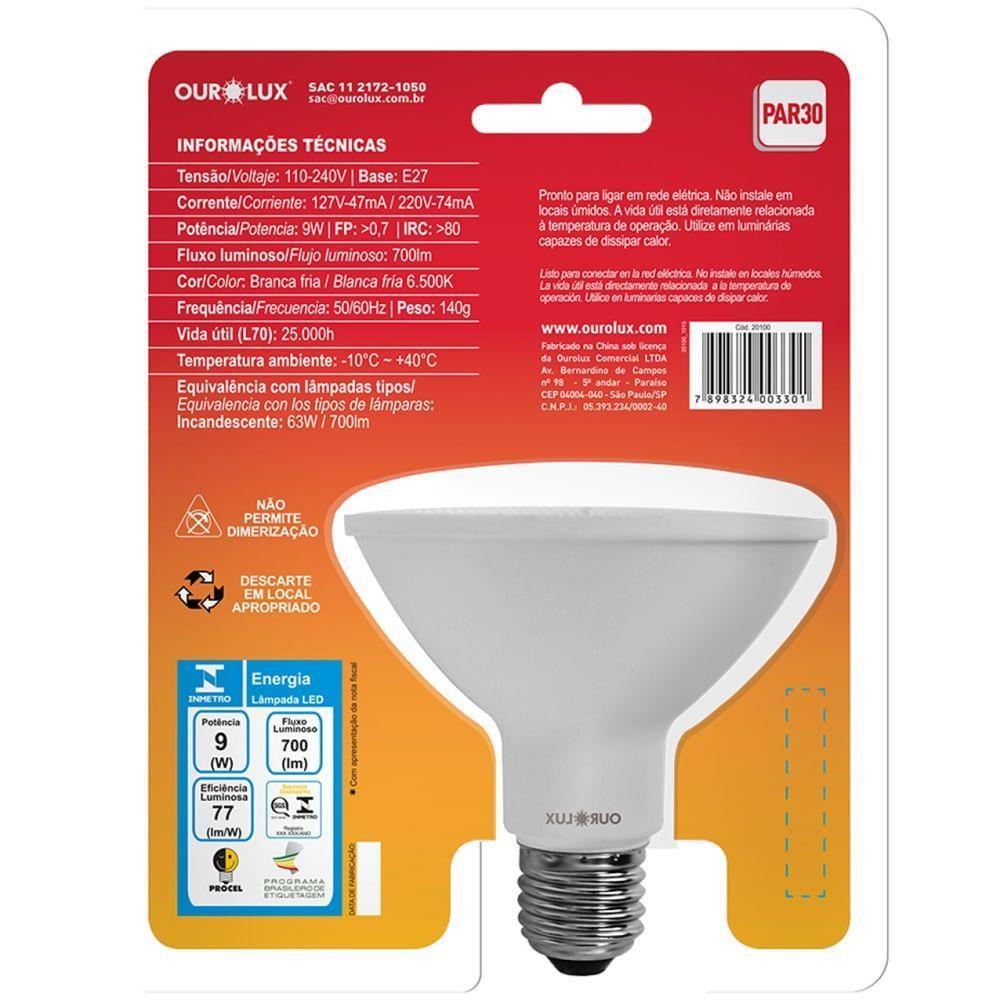 Lâmpada Superled Par 30 De 9 Watts E 3000k - 20108 - Ourolux Lâmpada Superled Par 30 9w Bivolt 3000k - 20108 - Ourolux - 5